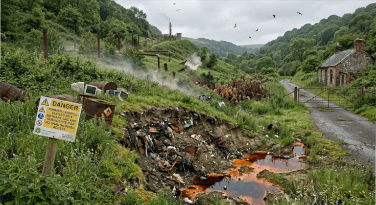 Toxic landfill rubbish dump